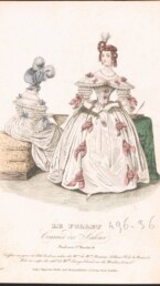 Le Follet. Courrier des Salons, 1836. Robe en crepe. Incisione, acquerello su carta. MdT, donazione Comune-Cariprato, inv. n. F.81.IV.033