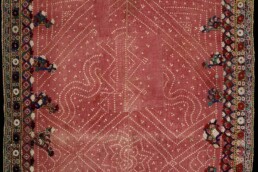 Wedding Veil (doshalo), India (Rajasthan), last quarter of XIX cent. Tie-dyed cotton cloth with embroidery; Silk satin stitch, chain stitch, application of mirrors, glass